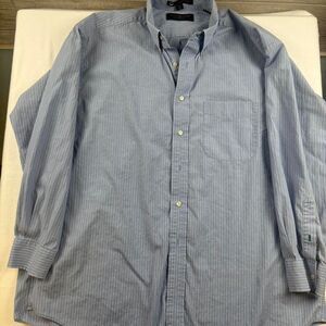 Tommy Hilfiger Men’s Blue & White Striped Button-Up Shirt | Size 17 / 34